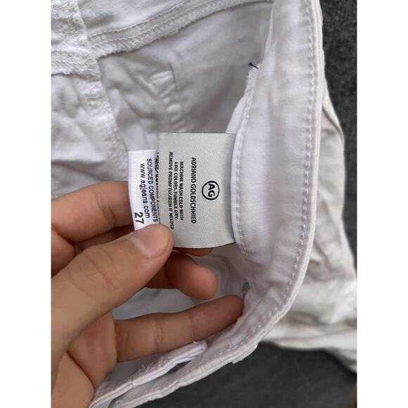 AG Adriano Goldschmied Jeans Womens 27 White The Prima Crop Cigarette Raw Hem - Picture 10 of 11